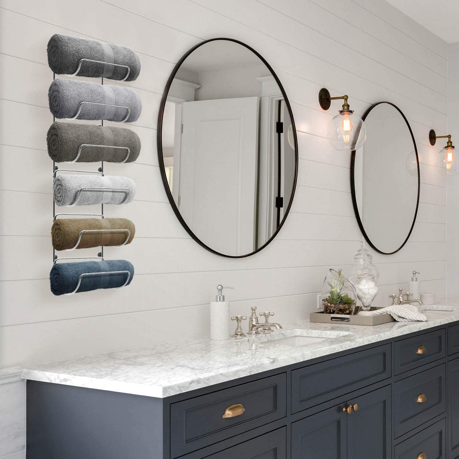 Multi-Purpose 6-Slot Wall Rack – Towels & Bottles