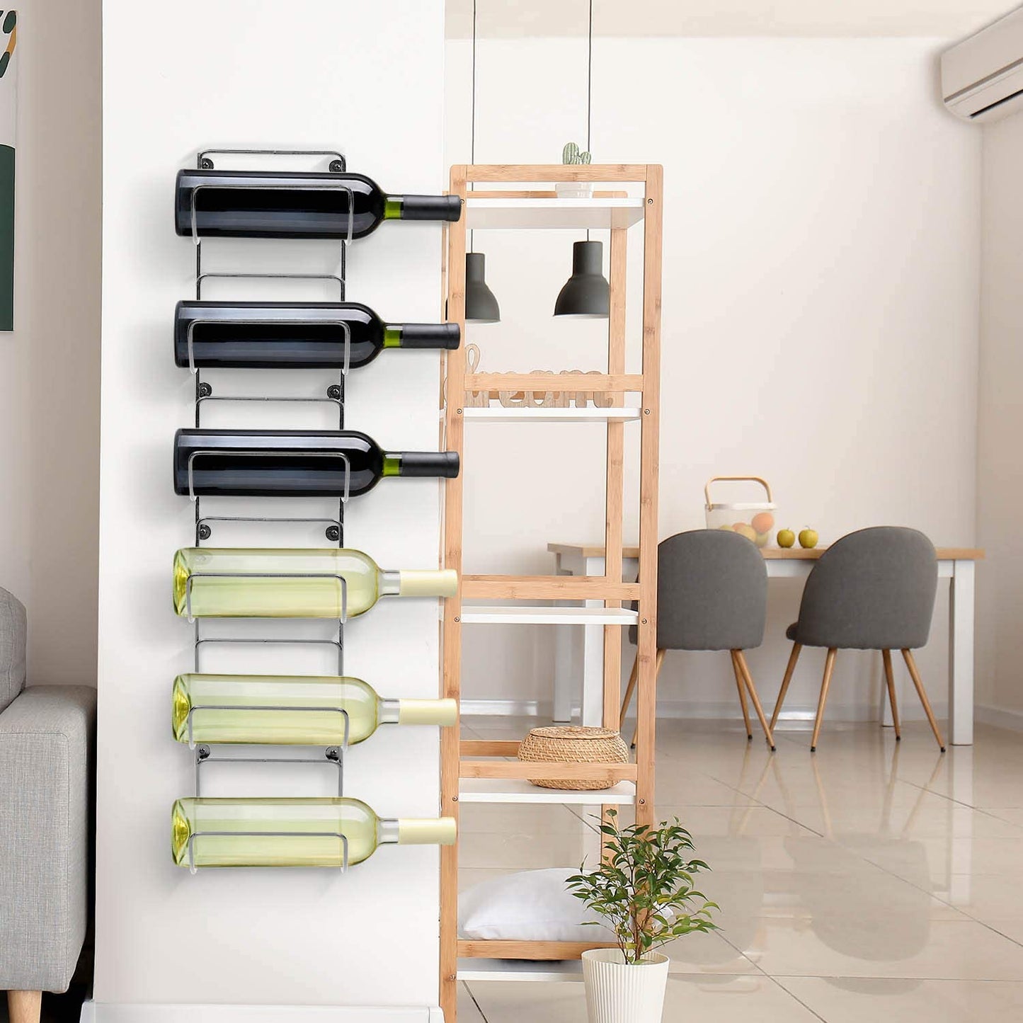 Multi-Purpose 6-Slot Wall Rack – Towels & Bottles