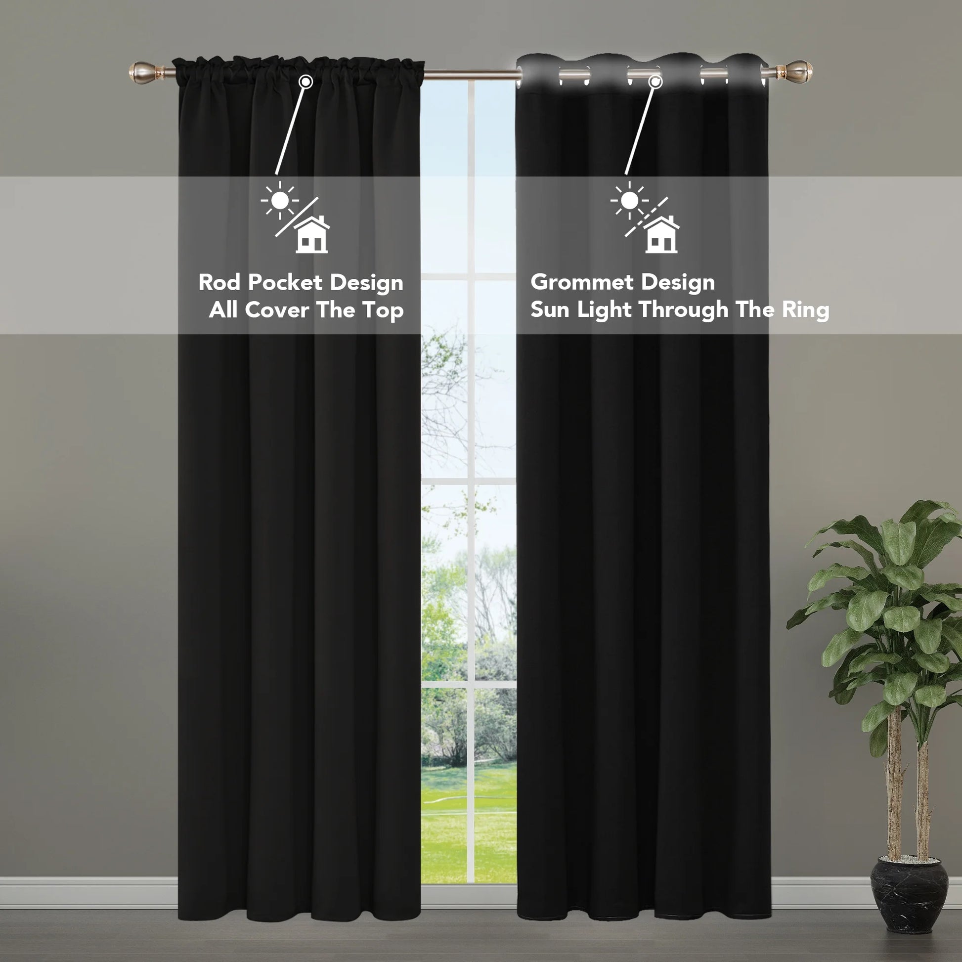 Insulated Blackout Curtains - Stylish Rod Pocket Design