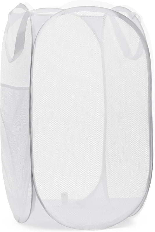 Collapsible Mesh Pop-Up Laundry Hamper with Side Pocket