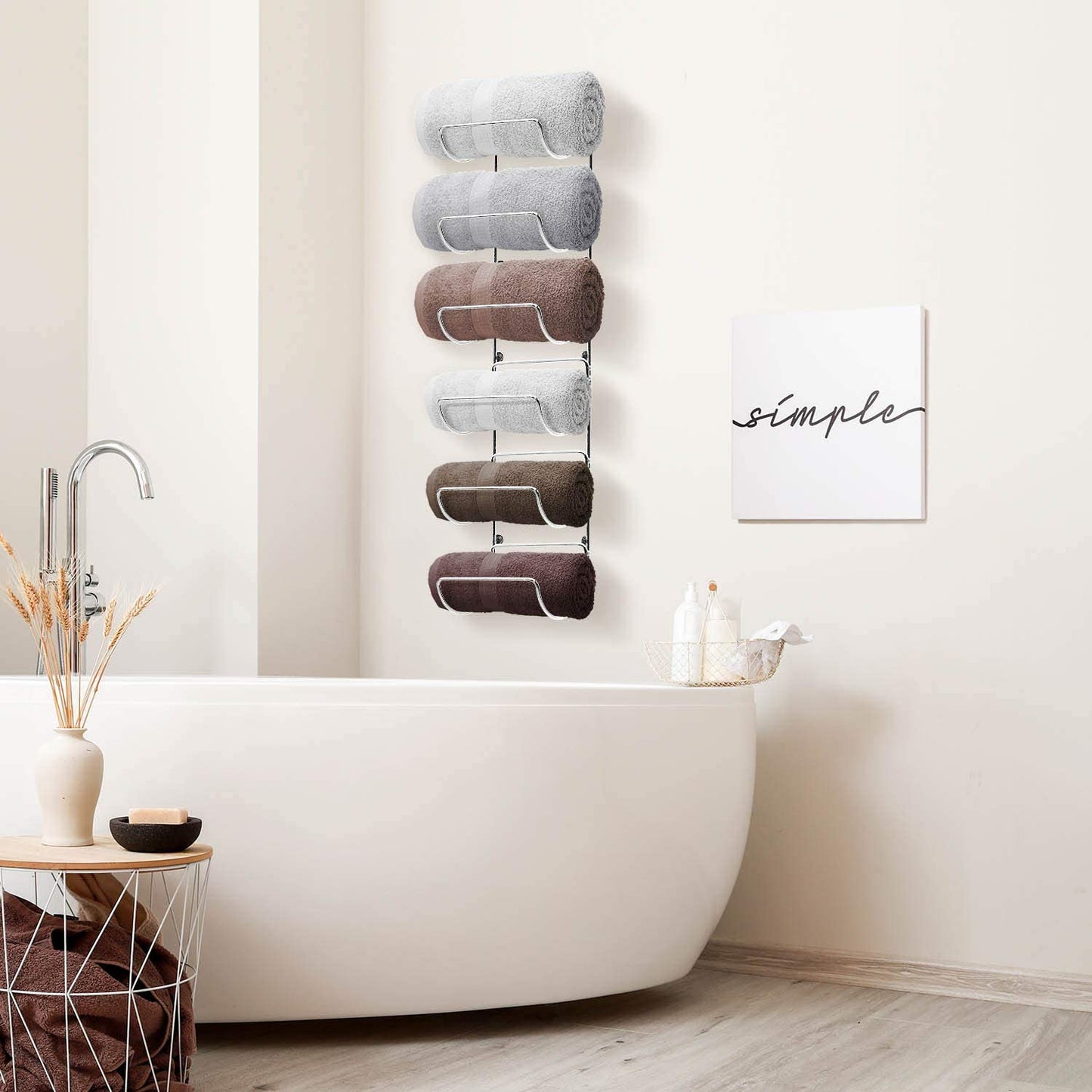 Multi-Purpose 6-Slot Wall Rack – Towels & Bottles